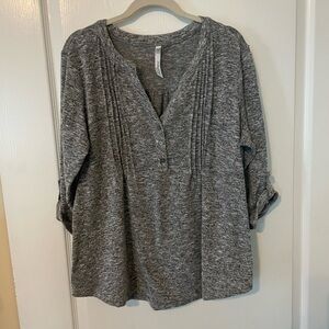 NY COLLECTION WOMAN 1X HEATHER GREY TOP